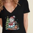 Snowman Reading Book Lovers Christmas Librarian Bookworm Women's Jersey Short Sleeve Deep V-Neck Tshirt Snowman Reading Book Lovers Christmas Librarian Bookworm Women's Jersey Short Sleeve Deep V-Neck Tshirt