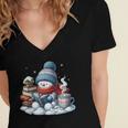 Snowman Reading Books Lovers Librarian Bookworm Christmas Women's Jersey Short Sleeve Deep V-Neck Tshirt Snowman Reading Books Lovers Librarian Bookworm Christmas Women's Jersey Short Sleeve Deep V-Neck Tshirt