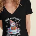 Snowman Reading Snow Many Books Snow Little Time Winter Women's Jersey Short Sleeve Deep V-Neck Tshirt Snowman Reading Snow Many Books Snow Little Time Winter Women's Jersey Short Sleeve Deep V-Neck Tshirt