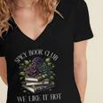 Spicy Book Club Dark Romance Lover Spicy Bookish Merch Goth Women's Jersey Short Sleeve Deep V-Neck Tshirt