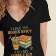 Spicy Books And Iced Coffee Book Lover Smut Reader Women's Jersey Short Sleeve Deep V-Neck Tshirt
