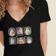 Spooky Teacher Halloween Ghost Reading Book Trick Or Treat Women's Jersey Short Sleeve Deep V-Neck Tshirt