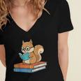 Squirrel Reading Book Glasses Bookworm Librarian Women's Jersey Short Sleeve Deep V-Neck Tshirt Squirrel Reading Book Glasses Bookworm Librarian Women's Jersey Short Sleeve Deep V-Neck Tshirt