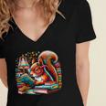 Squirrel Reading a Book Lover Bookworm Women's Jersey Short Sleeve Deep V-Neck Tshirt Squirrel Reading a Book Lover Bookworm Women's Jersey Short Sleeve Deep V-Neck Tshirt