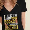 I Like To Stay In Bed And Read Books It's Too Peopley Outsid Women's Jersey Short Sleeve Deep V-Neck Tshirt I Like To Stay In Bed And Read Books It's Too Peopley Outsid Women's Jersey Short Sleeve Deep V-Neck Tshirt