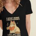 I Stay Home I Read Books I Pet My Cat I Regret Nothing Women Women's Jersey Short Sleeve Deep V-Neck Tshirt I Stay Home I Read Books I Pet My Cat I Regret Nothing Women Women's Jersey Short Sleeve Deep V-Neck Tshirt