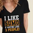 Sumo Wrestling Introvert Wrestler Sumotori Japanese Sport Women's Jersey Short Sleeve Deep V-Neck Tshirt