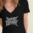 Support Your Local Library Horror Bookworm Women's Jersey Short Sleeve Deep V-Neck Tshirt