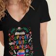 Support Public Libraries Book Nerd Outfit For Book Lovers Women's Jersey Short Sleeve Deep V-Neck Tshirt