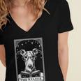 Tarot Card Vintage Whippet Dog Book Lover The Reader Women's Jersey Short Sleeve Deep V-Neck Tshirt