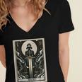 Tarot Cards Guide Book Esoteric Mysticism Clothing Tarot Card Justice Women's Jersey Short Sleeve Deep V-Neck Tshirt