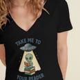 Teacher Alien Books UFO Reading Take Me To Your Reader Women's Jersey Short Sleeve Deep V-Neck Tshirt Teacher Alien Books UFO Reading Take Me To Your Reader Women's Jersey Short Sleeve Deep V-Neck Tshirt