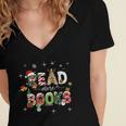 Teacher Read More Books Christmas Reading Bookworm Librarian Women's Jersey Short Sleeve Deep V-Neck Tshirt Teacher Read More Books Christmas Reading Bookworm Librarian Women's Jersey Short Sleeve Deep V-Neck Tshirt