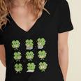 Teacher Reading Shamrock St Patrick’s Day Book Lover Kids Women's Jersey Short Sleeve Deep V-Neck Tshirt