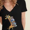 Teacher Shirt Giraffe Holding Books Bookworm Librarian Women's Jersey Short Sleeve Deep V-Neck Tshirt Teacher Shirt Giraffe Holding Books Bookworm Librarian Women's Jersey Short Sleeve Deep V-Neck Tshirt