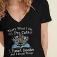 That’s What I Do Pet Cats Read Books Forget Things Flower Women's Jersey Short Sleeve Deep V-Neck Tshirt