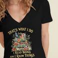 That's What I Do I Read Books And I Know Things Book Floral Women's Jersey Short Sleeve Deep V-Neck Tshirt