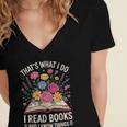 That’s What I Do I Read Books And I Know Things Floral Book Women's Jersey Short Sleeve Deep V-Neck Tshirt
