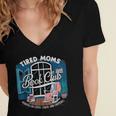 Tired Moms Book Club Coffee Chaos And Chapters Graphic Women's Jersey Short Sleeve Deep V-Neck Tshirt
