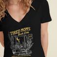 Tired Moms Club Bookish Book Lover Homebody Fall Book Club Women's Jersey Short Sleeve Deep V-Neck Tshirt