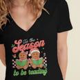 Tis The Season Book Reading Gingerbread Teacher Librarian Women's Jersey Short Sleeve Deep V-Neck Tshirt Tis The Season Book Reading Gingerbread Teacher Librarian Women's Jersey Short Sleeve Deep V-Neck Tshirt