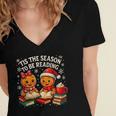 ’Tis The Season To Be Reading Book Lover Women's Jersey Short Sleeve Deep V-Neck Tshirt