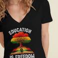 History Education Is Freedom Books Black History Women's Jersey Short Sleeve Deep V-Neck Tshirt History Education Is Freedom Books Black History Women's Jersey Short Sleeve Deep V-Neck Tshirt
