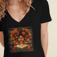 History Month Black Afro Girl Women Book Lovers Women's Jersey Short Sleeve Deep V-Neck Tshirt