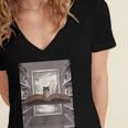 Totally Weird Tees Cat Library Book Reading Literary Women's Jersey Short Sleeve Deep V-Neck Tshirt Totally Weird Tees Cat Library Book Reading Literary Women's Jersey Short Sleeve Deep V-Neck Tshirt