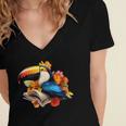 Toucan Reading Book Women's Jersey Short Sleeve Deep V-Neck Tshirt