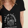 Trigger Warning Dark Romance Reader Bookish No Triggers Book Women's Jersey Short Sleeve Deep V-Neck Tshirt