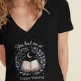 You Had Me At Trigger Warning Dark Romance Skeleton Book Women's Jersey Short Sleeve Deep V-Neck Tshirt