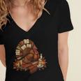 Turkey Reading Books Fall Season Thanksgiving Teacher Book Women's Jersey Short Sleeve Deep V-Neck Tshirt Turkey Reading Books Fall Season Thanksgiving Teacher Book Women's Jersey Short Sleeve Deep V-Neck Tshirt