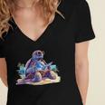 Turtle Wearing Sunglasses Reading A Book On The Beach Summer Women's Jersey Short Sleeve Deep V-Neck Tshirt Turtle Wearing Sunglasses Reading A Book On The Beach Summer Women's Jersey Short Sleeve Deep V-Neck Tshirt