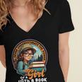 Never Underestimate The Power Of a Girl With a Book Reading Women's Jersey Short Sleeve Deep V-Neck Tshirt