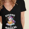 Unicorn Teacher Reading Is Magical Book Women's Jersey Short Sleeve Deep V-Neck Tshirt Unicorn Teacher Reading Is Magical Book Women's Jersey Short Sleeve Deep V-Neck Tshirt
