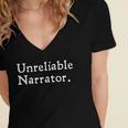 Unreliable Narrator Literary Book Author Bookworm Writer Women's Jersey Short Sleeve Deep V-Neck Tshirt