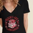 Valentine Book Lover Books Are My Love Language Women Girl Women's Jersey Short Sleeve Deep V-Neck Tshirt Valentine Book Lover Books Are My Love Language Women Girl Women's Jersey Short Sleeve Deep V-Neck Tshirt