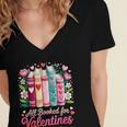 Valentine All Booked For Valentine Book Lovers Teacher Kid Women's Jersey Short Sleeve Deep V-Neck Tshirt