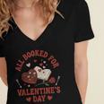Valentines All Booked For Valentines Book Lover Girl Teacher Women's Jersey Short Sleeve Deep V-Neck Tshirt