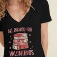Valentines All Booked For Valentines Book Lovers Teacher Kid Women's Jersey Short Sleeve Deep V-Neck Tshirt