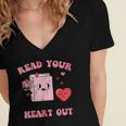 Valentines Day Book Read Your Heart Out Women Men Kids Women's Jersey Short Sleeve Deep V-Neck Tshirt