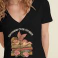 Valentine's Swooning Over Stories Cupid And Book Lover Tee Women's Jersey Short Sleeve Deep V-Neck Tshirt Valentine's Swooning Over Stories Cupid And Book Lover Tee Women's Jersey Short Sleeve Deep V-Neck Tshirt
