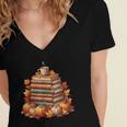 Vintage Autumn Books Pumpkin Coffee Book Lover Reading Women's Jersey Short Sleeve Deep V-Neck Tshirt Vintage Autumn Books Pumpkin Coffee Book Lover Reading Women's Jersey Short Sleeve Deep V-Neck Tshirt