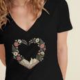 Vintage Book Lover Valentine Heart Women's Jersey Short Sleeve Deep V-Neck Tshirt