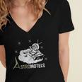 Vintage Hotel Matchbook Astro Motels 50s Retro Spaceman Women's Jersey Short Sleeve Deep V-Neck Tshirt