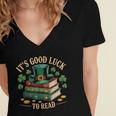 Vintage It's Good Luck To Read St Patrick's Day Book Lucky Women's Jersey Short Sleeve Deep V-Neck Tshirt Vintage It's Good Luck To Read St Patrick's Day Book Lucky Women's Jersey Short Sleeve Deep V-Neck Tshirt