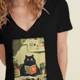 Vintage Japanese Cat Book Lovers Librarian Cat Dad Teacher Women's Jersey Short Sleeve Deep V-Neck Tshirt Vintage Japanese Cat Book Lovers Librarian Cat Dad Teacher Women's Jersey Short Sleeve Deep V-Neck Tshirt