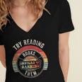 Vintage Try Reading Books Instead Of Banning Them Book Lover Women's Jersey Short Sleeve Deep V-Neck Tshirt Vintage Try Reading Books Instead Of Banning Them Book Lover Women's Jersey Short Sleeve Deep V-Neck Tshirt