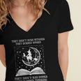 Vintage They Didn't Burn Witches They Burned Women Ban Books Women's Jersey Short Sleeve Deep V-Neck Tshirt